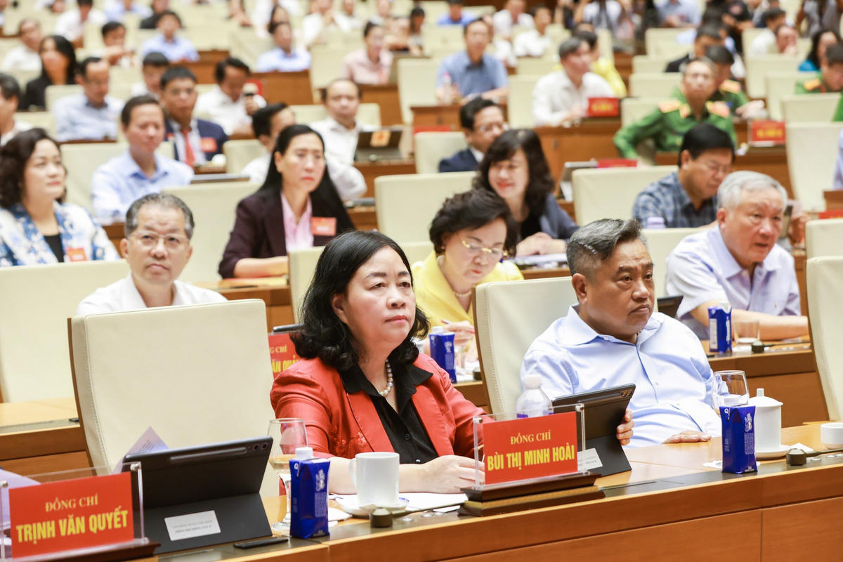 Chủ tịch UBTƯ MTTQ Việt Nam Bùi Thị Minh Hoài tham dự hội nghị (Ảnh: Quang Vinh)