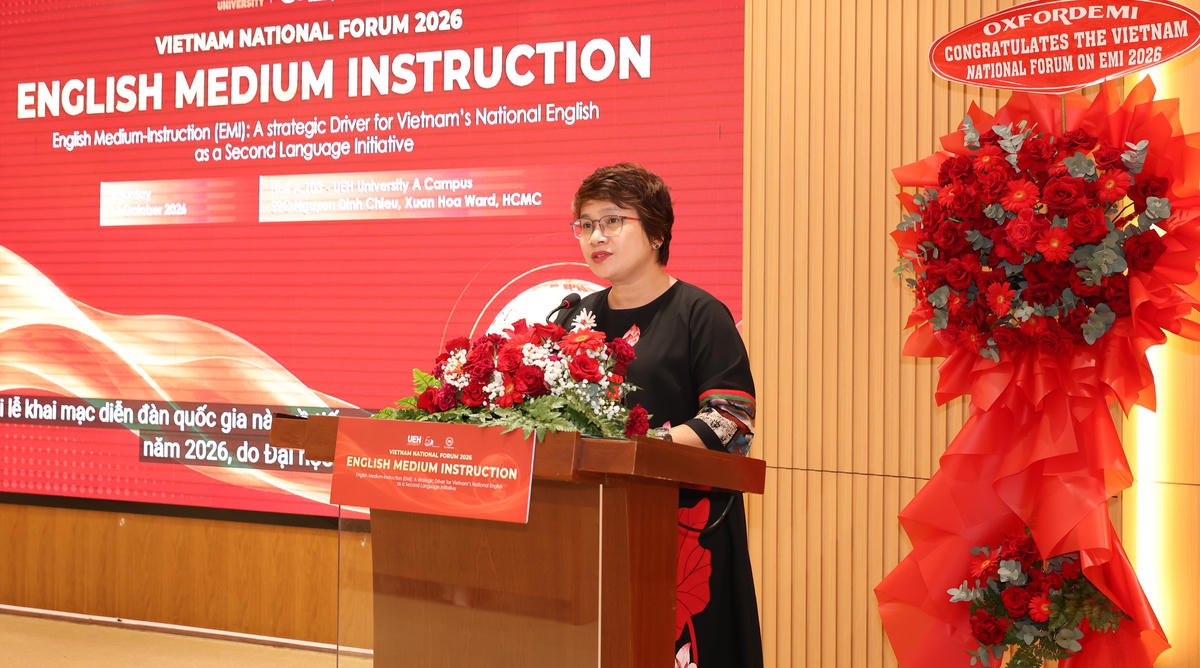 PGS.TS Nguyễn Thu Thủy - Cục trưởng Cục Hợp tác Quốc tế (Bộ Giáo dục và Đào tạo) phát biểu tại diễn đàn. Ảnh: T.k