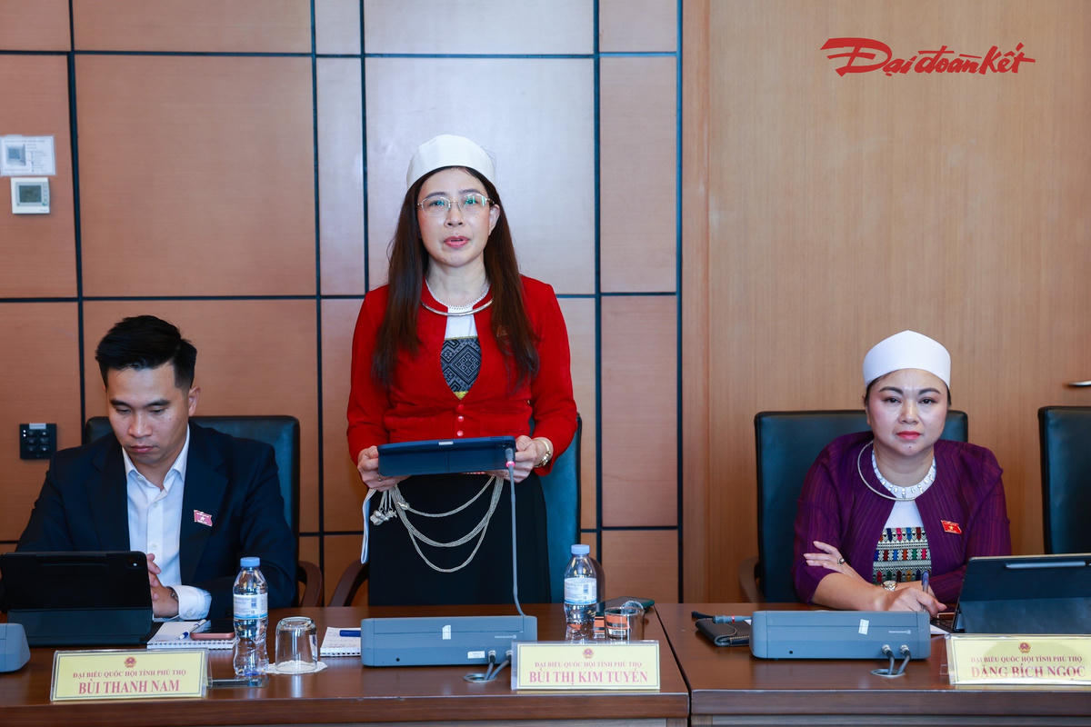 Bà Bùi Thị Kim Tuyến phát biểu (Ảnh: Quang Vinh)
