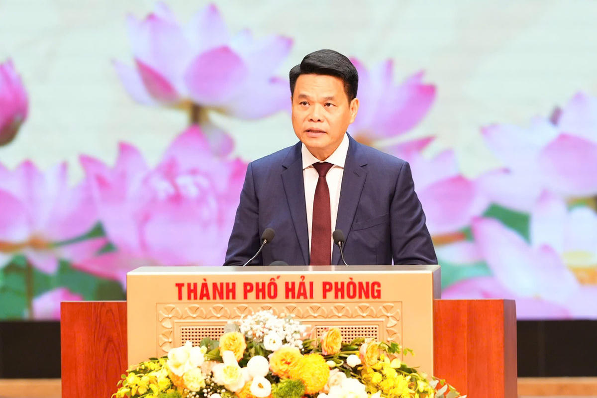 Bí thư Thành ủy Hải Phòng Lê Ngọc Châu phát biểu tại lễ kỷ niệm. Ảnh: ĐT.