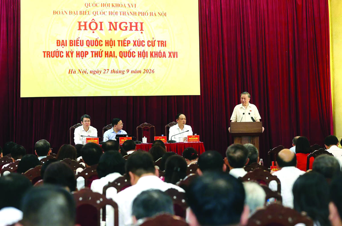 Tổng Bí thư, Chủ tịch nước Tô Lâm tiếp xúc cử tri tại Hà Nội. Ảnh: Quochoi.vn.