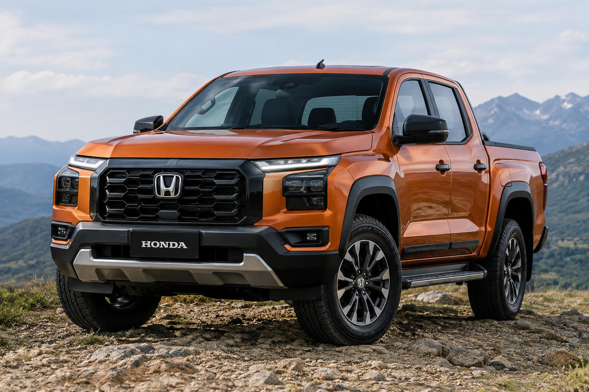 Hình ảnh minh họa mẫu bán tải Honda phát triển dựa trên Mitsubishi Triton, do AI tạo ra. Honda và Mitsubishi chưa công bố thiết kế chính thức của mẫu xe dự kiến ra mắt tại ASEAN năm 2028.