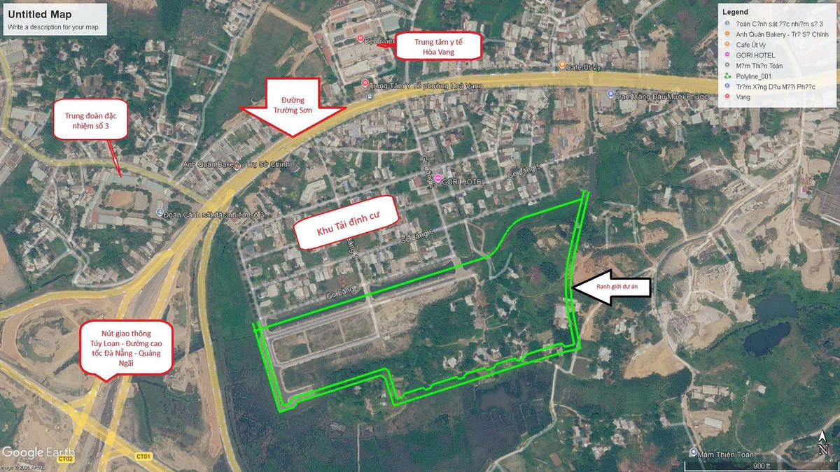 Khu vực triển khai Cụm công nghiệp Hòa Nhơn, xã Bà Nà. Ảnh: Google Map.