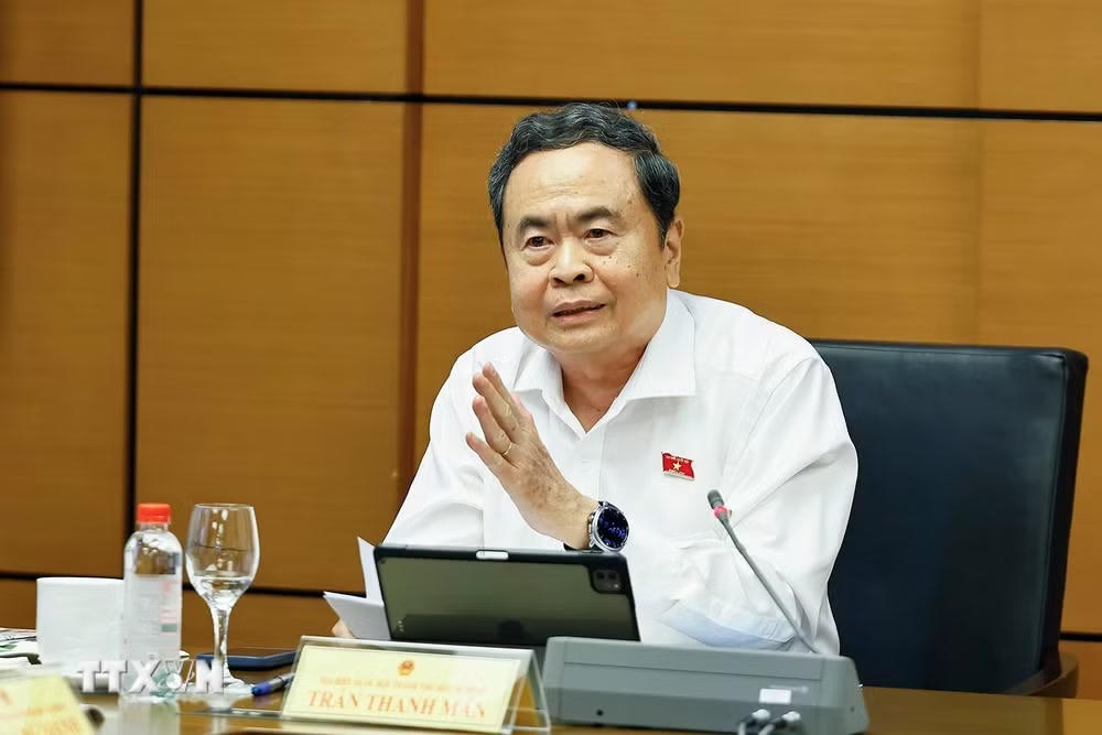 Chủ tịch Quốc hội Trần Thanh Mẫn, đại biểu Quốc hội Thành phố Hồ Chí Minh phát biểu. (Ảnh: Doãn Tấn/TTXVN).