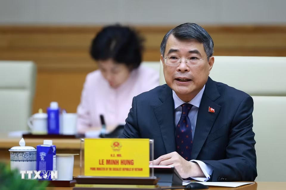 Thủ tướng Lê Minh Hưng tiếp bà Pauline Tamesis, Điều phối viên Thường trú Liên hợp quốc tại Việt Nam và Trưởng đại diện các tổ chức Liên hợp quốc tại Việt Nam. (Ảnh: Dương Giang/TTXVN)