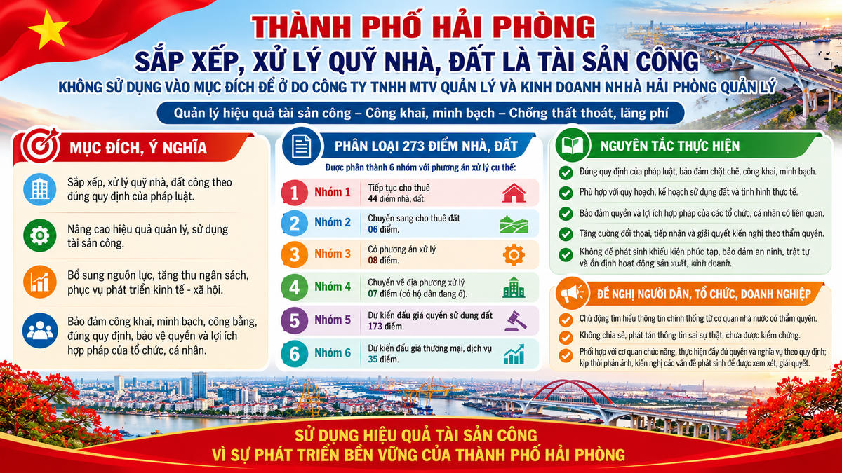 Theo phương án của thành phố, 273 điểm nhà, đất được phân thành 6 nhóm.