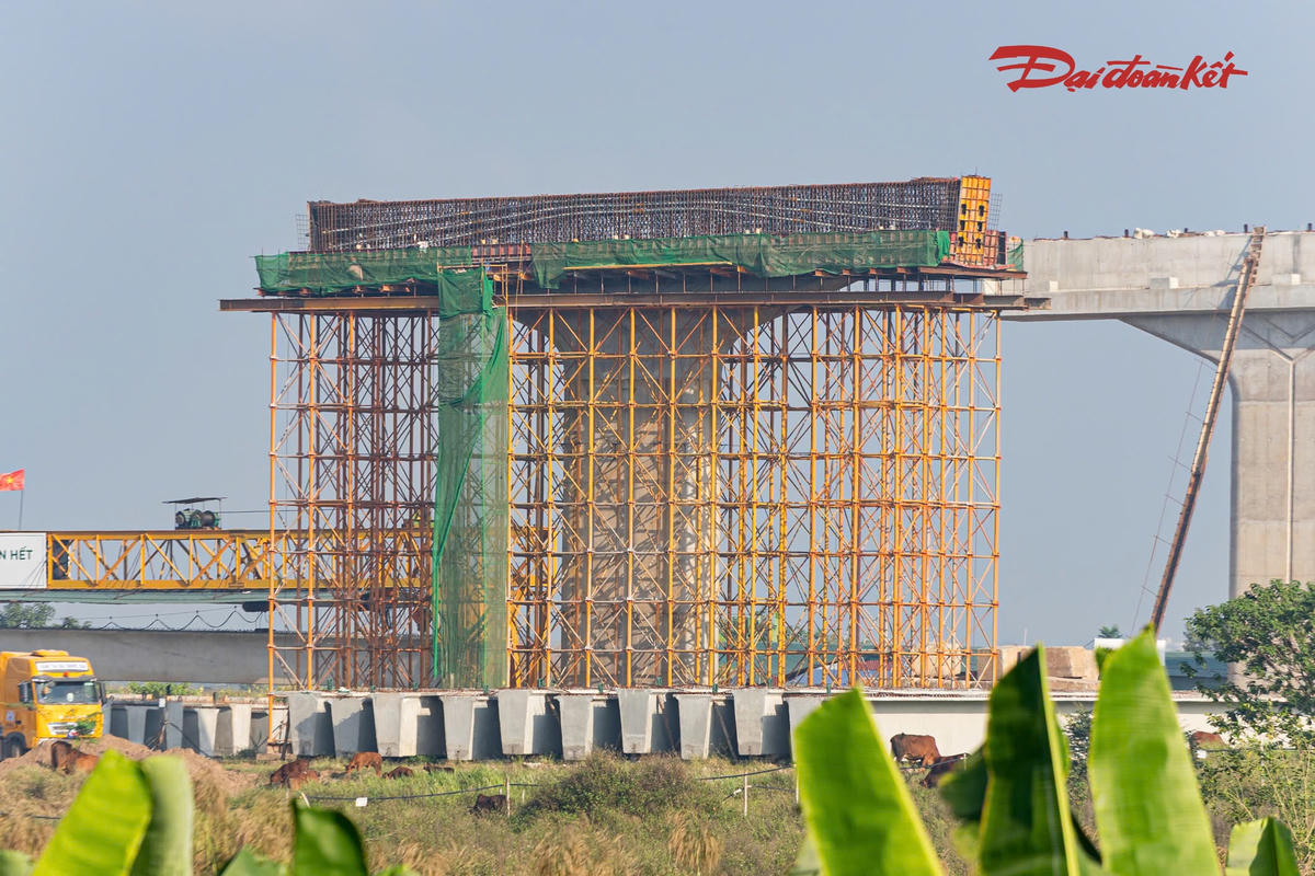 Việc triển khai đồng thời các hạng mục cầu cạn và cầu chính giúp công trường duy trì nhiều mũi thi công song song. Trong khi dầm cầu cạn bắt đầu được lao lắp, các trụ cầu chính tiếp tục được hoàn thiện để phục vụ quá trình đúc hẫng, từng bước nối liền các nhịp vượt sông.