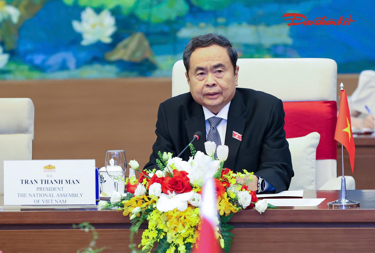Chủ tịch Quốc hội Trần Thanh Mẫn phát biểu tại hội kiến. Ảnh: Quang Vinh