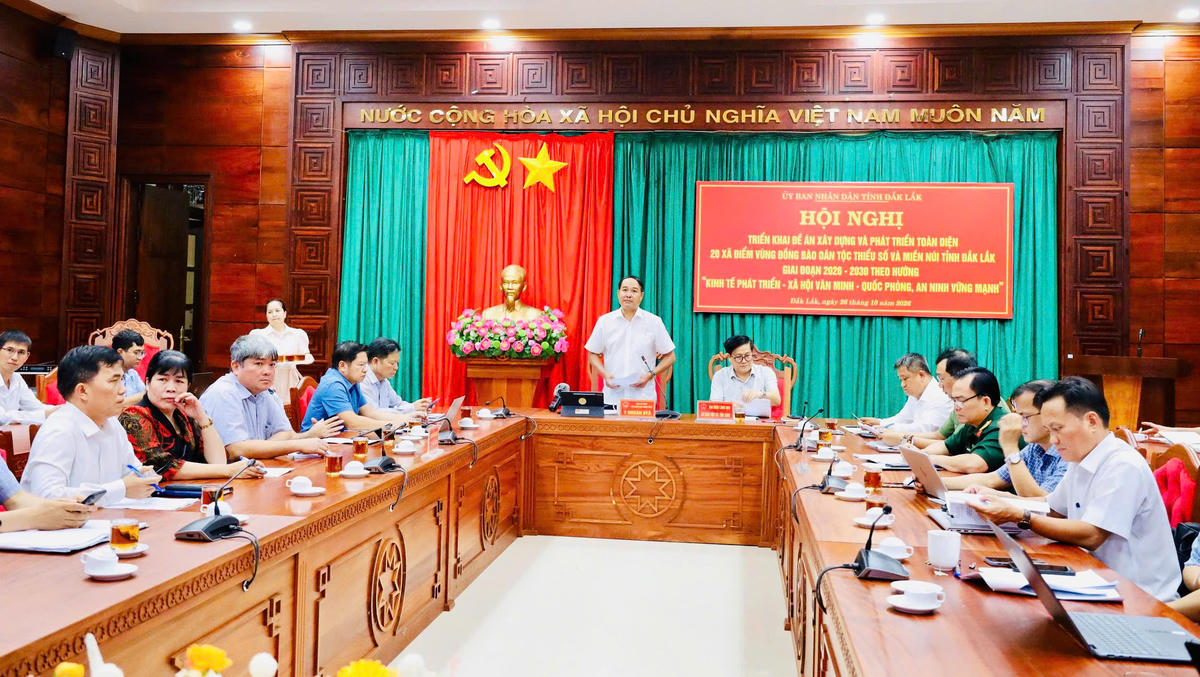 Ông Y Nhuân Byă, Phó Chủ tịch UBND tỉnh Đắk Lắk phát biểu khai mạc hội nghị. Ảnh: KB.