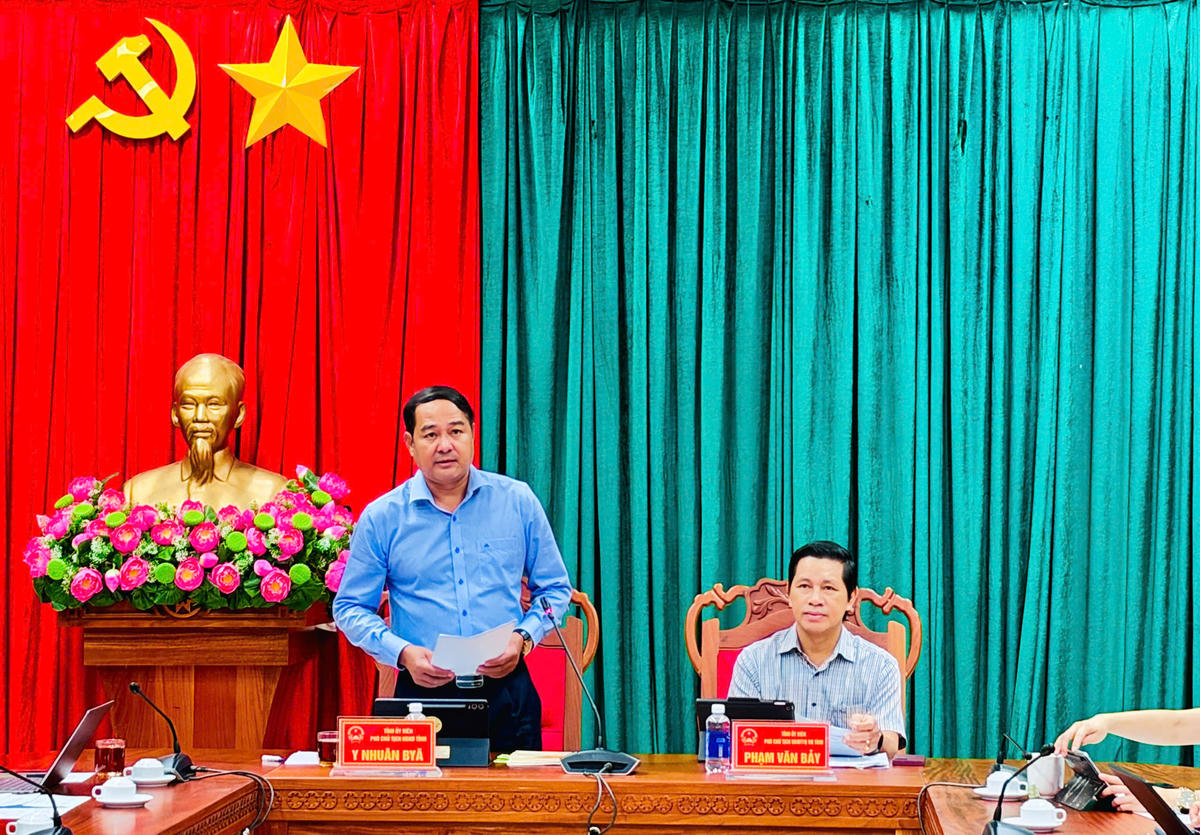 Ông Y Nhuân Byă, Phó Chủ tịch UBND tỉnh phát biểu kết luận cuộc họp. Ảnh: Thanh Nga. 