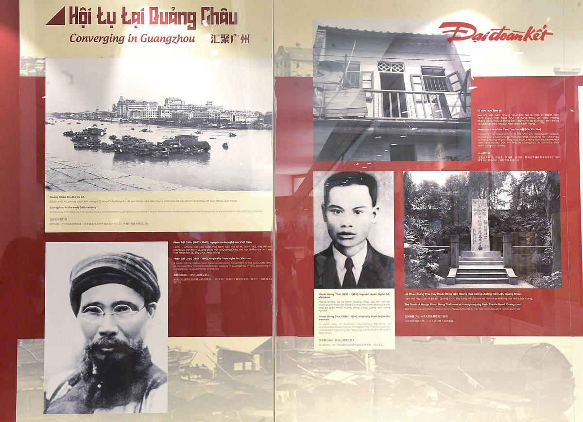 Trưng bày giới thiệu tới công chúng hơn 100 hình ảnh, tài liệu, hiện vật do Bảo tàng Hồ Chí Minh và Bảo tàng Lịch sử Cách mạng Quảng Đông phối hợp sưu tầm