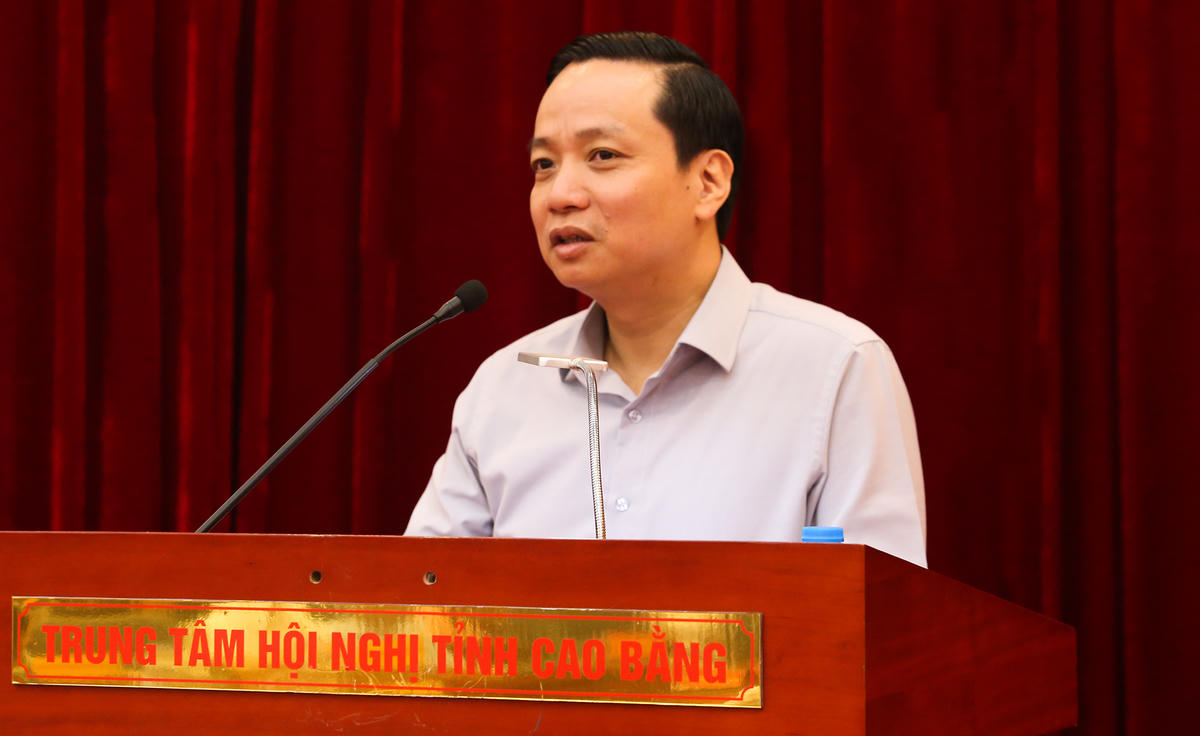 Ông Lê Hải Hòa - Chủ tịch UBND tỉnh Cao Bằng phát biểu tại buổi phát động. Ảnh: Hân Nguyễn.