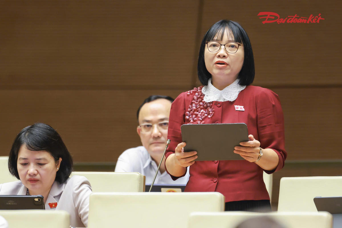 Đại biểu Quốc hội Nguyễn Thị Việt Nga (Đoàn TP Hải Phòng) phát biểu. Ảnh: Quang Vinh