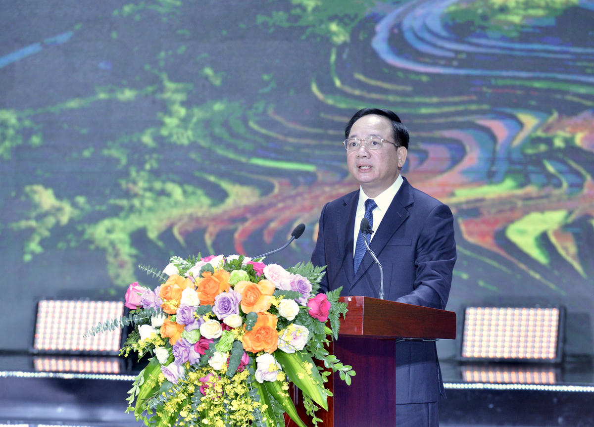  Ủy viên Bộ Chính trị, Bí thư Trung ương Đảng, Trưởng ban Tuyên giáo Trung ương Trịnh Văn Quyết phát biểu tại sự kiện.