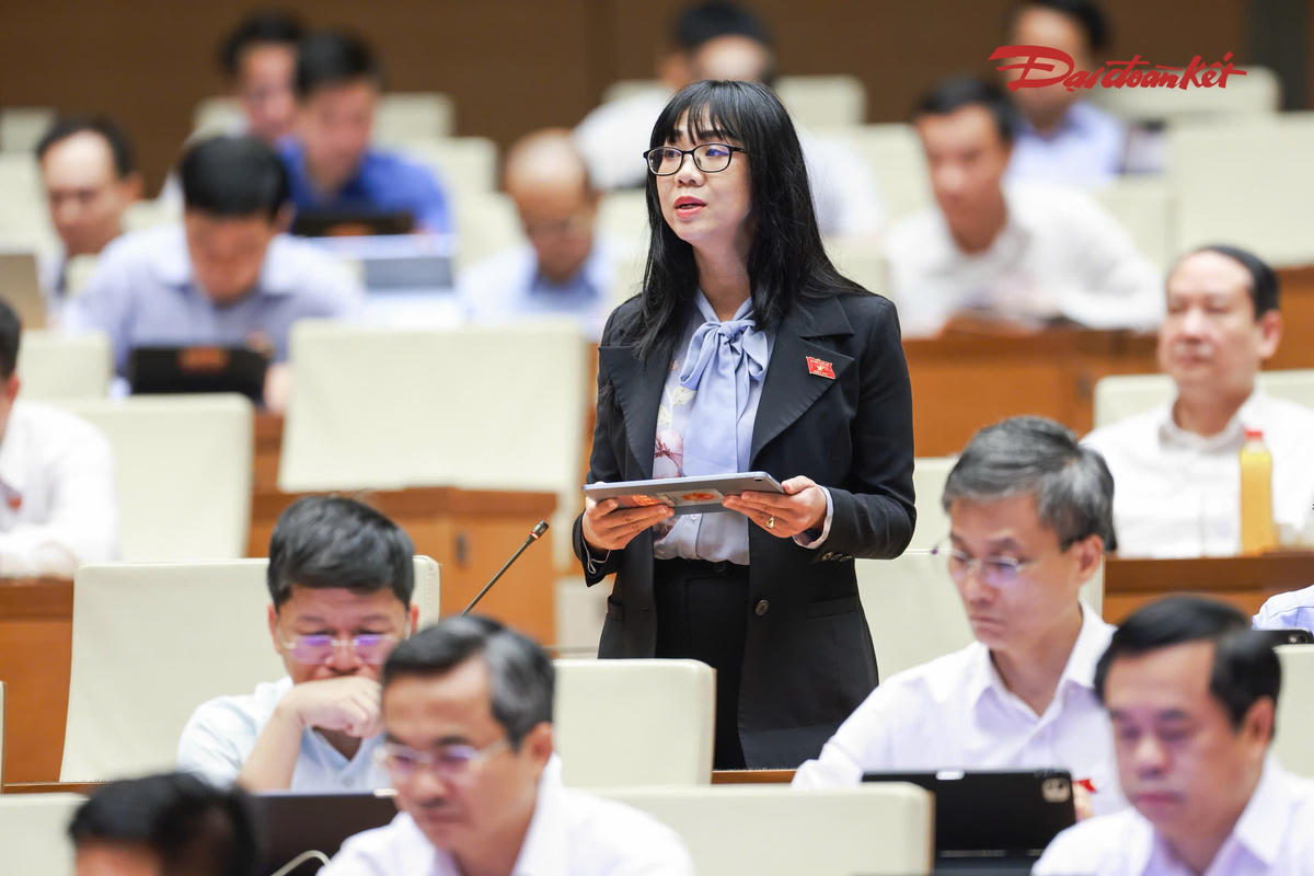 Đại biểu Quốc hội Trịnh Thị Tú Anh (đoàn Lâm Đồng) phát biểu. Ảnh: Quang Vinh 
