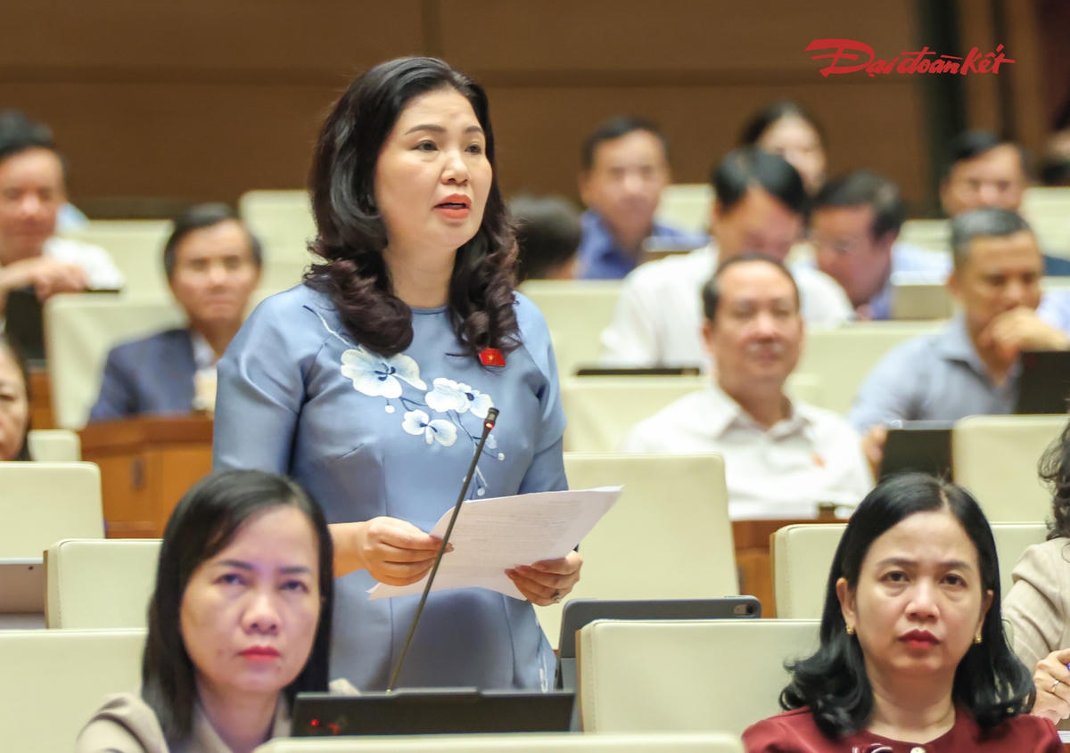 B&agrave; Trần Thị V&acirc;n ph&aacute;t biểu (Ảnh: Quang Vinh)