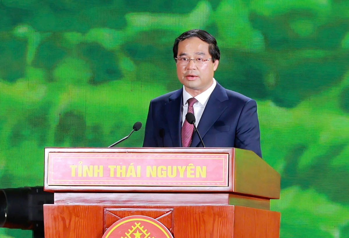 Ủy viên Trung ương Đảng, Bí thư Tỉnh ủy Thái Nguyên Trịnh Xuân Trường phát biểu tại Chương trình.
