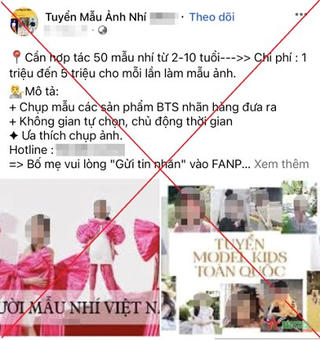 Người phụ nữ bị mất hơn 300 triệu đồng do sập bẫy lừa đảo tuyển 'mẫu ảnh nhí'