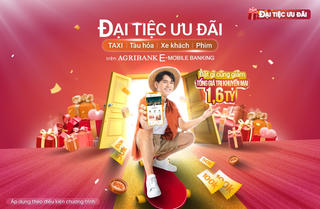 Đại tiệc ưu đãi: Bùng nổ khuyến mại tới 100.000 đồng trên Agribank E-Mobile Banking