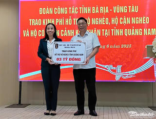 Tỉnh Bà Rịa - Vũng Tàu hỗ trợ 3 tỷ đồng cho hộ nghèo ở Quảng Nam