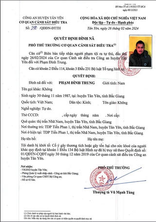 Bắc Giang: Vận động thành công đối tượng bị truy nã ra đầu thú sau 5 năm lẩn trốn