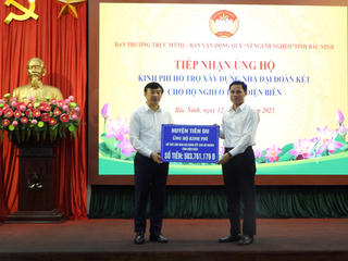 Bắc Ninh: Tiếp nhận hơn 6,5 tỷ đồng ủng hộ tỉnh Điện Biên xây nhà Đại đoàn kết