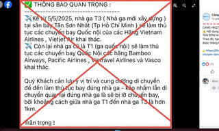 Bác bỏ thông tin chuyển làm thủ tục bay sang ga T3 cảng hàng không Tân Sơn Nhất