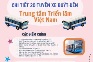 20 tuyến xe buýt đến Trung tâm Triển lãm Việt Nam dịp 2/9