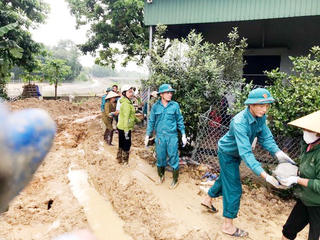 Hà Tĩnh: Sạt lở đe doạ nhà dân, hàng trăm người cùng nhau gia cố bờ sông