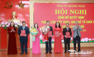 Quảng Ngãi: Công bố các quyết định về sắp xếp tổ chức bộ máy và công tác cán bộ