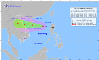 Bão số 5 có thể giật cấp 15 khi vào đất liền