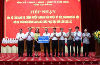 Huyện Mỹ Đức (Hà Nội) hỗ trợ nhân dân tỉnh Cao Bằng 1 tỷ đồng khắc phục hậu quả cơn bão số 3