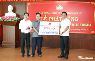 Tỉnh Bà Rịa - Vũng Tàu tiếp nhận hơn 5,84 tỷ đồng ủng hộ đồng bào bị thiệt hại do bão số 3