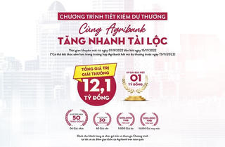 Gửi tiền trúng lớn với Chương trình tiết kiệm dự thưởng 'Cùng Agribank – Tăng nhanh Tài Lộc'