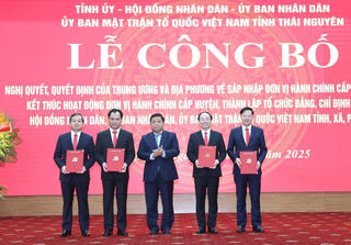 Công bố nhân sự lãnh đạo tỉnh Thái Nguyên mới sau hợp nhất