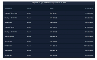 Sáng 27/9, 30 biển số đẹp đã hoàn thành việc đấu giá