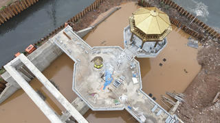 Hà Nội: Kiến trúc hình bát giác tại đập tràn trên sông Tô Lịch sau 4 tháng thi công