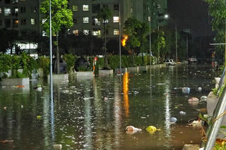 Hà Nội: Rác thải ngập đường sau cơn mưa lớn chiều 31/7