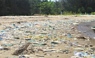 Quảng Ngãi: Rác thải khắp nơi trên bờ biển Sa Cần