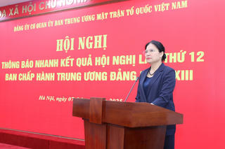 Đảng ủy Cơ quan UBTƯ MTTQ Việt Nam thông báo nhanh kết quả Hội nghị Trung ương 12, khóa XIII