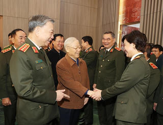 Hình ảnh Tổng Bí thư dự Hội nghị Đảng ủy Công an Trung ương