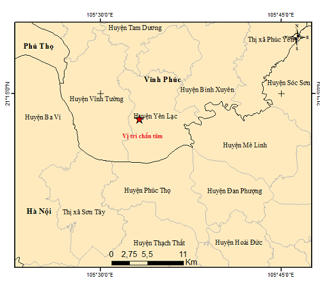 Động đất xảy ra ở Vĩnh Phúc