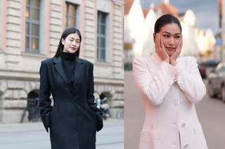 Hoa hậu Đoàn Thiên Ân diện thiết kế áo khoác dáng dài tại trời Âu