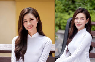 Hoa hậu Đỗ Thị Hà diện áo dài trắng, khoe nhan sắc trong veo
