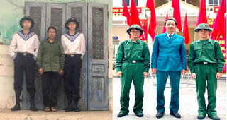 Những cặp song sinh cùng yêu màu áo lính