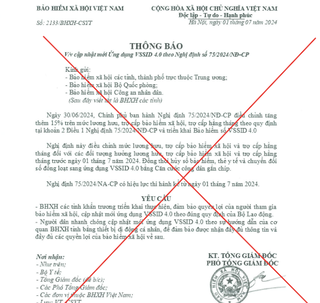 Cảnh báo giả mạo văn bản của BHXH Việt Nam về cập nhật ứng dụng VssID 4.0