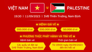 Thấp nhất 50.000 đồng/vé xem ĐT Việt Nam đấu Palestin: Cách mua như thế nào?