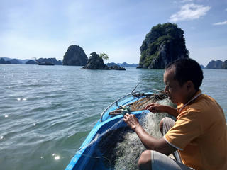 Nghề lưới ghẹ trên biển Vân Đồn