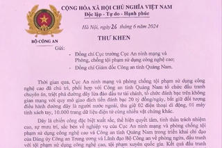 Bộ Trưởng Bộ Công an có thư khen Công an Quảng Nam triệt phá đường dây đánh bạc 20 tỷ đồng/ngày