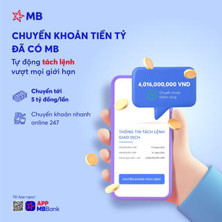 MB ra mắt tính năng chuyển khoản 'Tách lệnh tự động' trên App MBBank